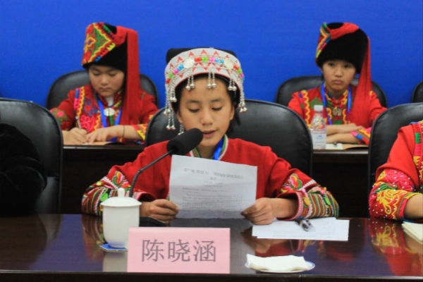 绿春一中七年级学生陈晓涵发言。麻将胡了
供图